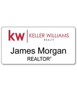 KELLER WILLIAMS REALTY GOLD WHITE OR SILVER PERSONALIZED NAME BADGE W/ MAGNET - $18.99