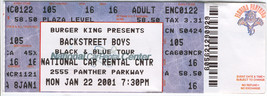 BACKSTREET BOYS 2001 FULL TICKET FT. LAUDERDALE FLORIDA BLACK &amp; BLUE TOU... - £5.99 GBP