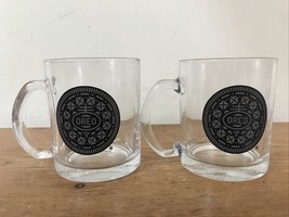 Dunking Set Pair 2 Oreo Clear Glass Milk Coffee Mugs Tea Cups Frankfort ... - $29.99