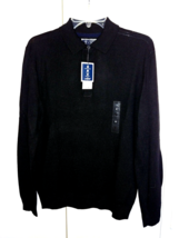 Club Room Men&#39;s Ls Pullover Black Merino Wool Blend SWEATER-S-NWD-$75-TAG Lined - £27.32 GBP