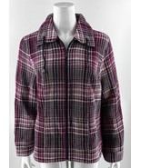 CJ Banks Jacket Plus Size 14W / X Pink Blue Waffle Texture Checkered Zip... - $658.58 MXN
