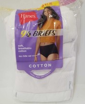 Hanes Women&#39;s Super Value Bonus Cool Comfort Cotton Briefs, 9PC White Si... - £16.78 GBP