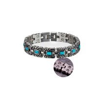 Magnetic Bracelets for Women Blue Stone Adjustable 12mm Vintage Flower Luxury St - £24.87 GBP
