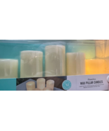 Martha Stewart Set of 5 Flameless LED Wax Pillar Candles 6 Hour Timer Ivory - $88.08