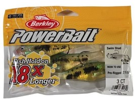 Berkley Power Bait Fishing 4&quot; Pre-Rigged 7/16 Oz Swim Shad Baby Bass 3 Ct - £7.97 GBP