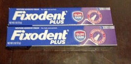 2 Fixodent Plus Gumcare Denture Adhesive Cream, Unflavored, 2 oz (C03) - $15.80
