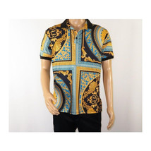 Mens PLATINI Sports Polo Shirt With Rhine Stones Fancy Medallion DPP8241 Black image 2