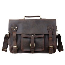 Crazy Horse Leather Briefcase Laptop Messenger Bag Fashion Style - £180.39 GBP