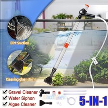 5In1 Electric Aquarium Fish Tank Siphon Pump Vacuum Gravel Water Filter Cleaner - £29.89 GBP