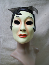 EMO Girl Plastic Face Mask Masquerade Creepy Mime Stalker Strangers Pin-up Girl - £11.69 GBP