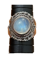 Sterling Silver Rainbow Moonstone Cabochon Ring Womens Size 6.75 - £15.72 GBP