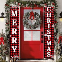 Christmas Decorations Outdoor Yard Front Porch Sign Set, Red Black Buffa... - £15.68 GBP