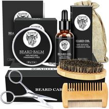 Beard Grooming Kit Men Mustache Comb Growth Oil Taming Style Facial Care Supplie - £16.05 GBP