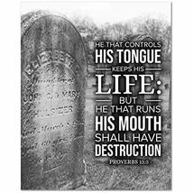 Express Your Love Gifts Bible Verse Canvas His Tongue Keeps His Life Proverbs 13 - £81.39 GBP