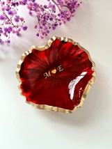 Personalized Red Heart RingDish EpoxyResin Trinket Dish Jewelry Dish Resin bowl  - £31.97 GBP