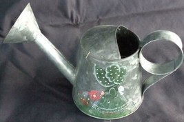 Collectible Small Size Galvanized Steel Watering Can – Hand Painted Gree... - $29.69