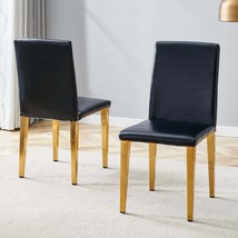Black PU Dining Chairs w/ Gold Legs (Set of 2) - $2,534.84 MXN