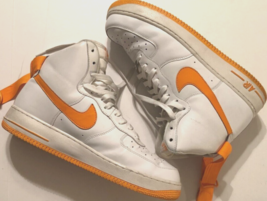 NIKE Air Force 1  White &#39;07 Vivid Orange 315121-180 High Top Basketball ... - £65.02 GBP