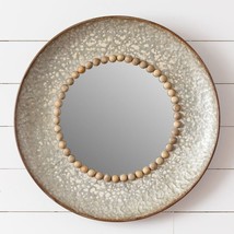 Round Wall Mirror with beaded Trim and metal frame - 26 inch - £139.55 GBP