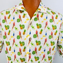 Caribbean Hawaiian Aloha M Shirt Tiki Drinks Parrots Pineapple Tropical Cocktail - £29.00 GBP