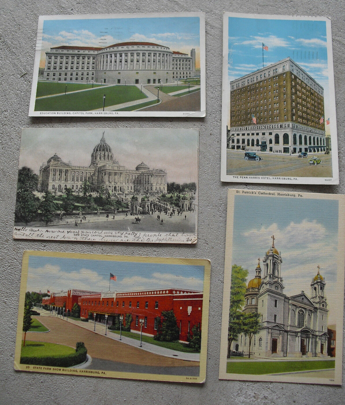 Lot of 5 Vintage 1906-44 Harrisburg Pennsylvania Postcards - $16.83