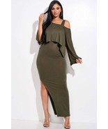 Solid Rayon Spandex Midi Length Tank Dress And Slouchy Cape Top Two Piec... - $500.43 MXN