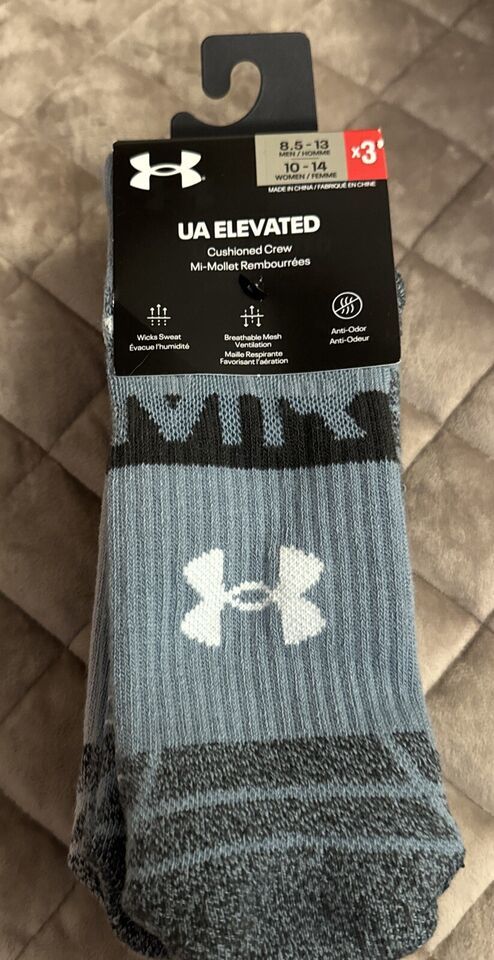 Primary image for Under Armour Elevated 3-Pair Men's Cushioned Crew Socks 8.5-13  Fresco Green/Ast