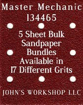 Master Mechanic 134465 - 1/4 Sheet - 17 Grits - No-Slip - 5 Sandpaper Bulk Bdls - $4.99