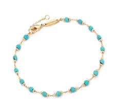 Gold Tiny Beaded Bracelet 14K Gold Plated Chain for - £38.55 GBP