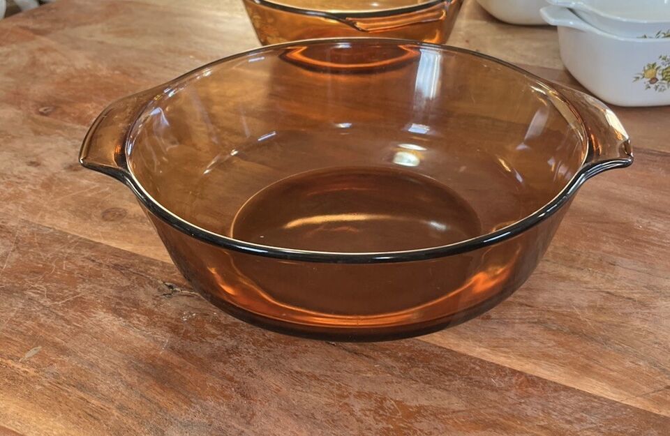 Vintage Anchor Hocking Fire King Harvest Amber 2 qt  Casserole Dish #438 - $9.50
