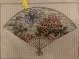 Elsa Williams Needlepoint Peony Fan by Michael A. LeClair 06353, NEW - $44.54