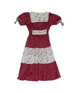 Vintage Prairie Fall Gunne Style Red Floral Women’s Dress Small Medium B... - £51.16 GBP