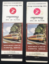 2 VTG Hiawatha CMStP&amp;P Milwaukee Road 9000 Miles A Day Railroad Matchbook Covers - £7.58 GBP