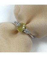 3 Stein GIA Kostüm Intense Gelb Oval Diamant Verlobungsring 1.34 TCW 18K Gold - $4,459.04