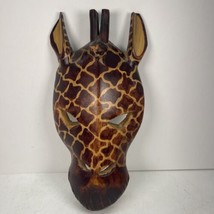 Wooden Hand-Carved African Giraffe Mask, Hanging Wall Art, 10&quot; Tall - £13.19 GBP