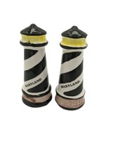 Vintage Maryland Lighthouse Shaker Set Salt and Pepper Shakers Taiwan 4.5&quot; - $9.90