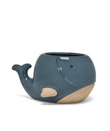 Blue Whale Planter Stoneware 3" High 2.5" Opening Great Detail Nautical Cottage - $19.79