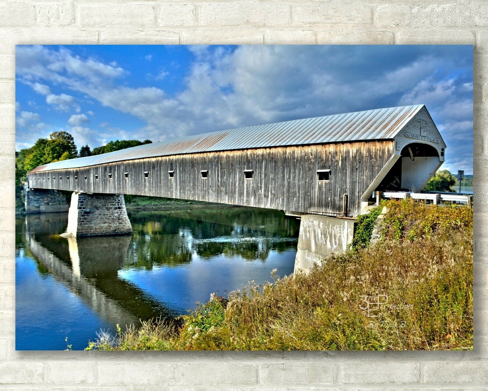 New England Landscape, Covered Bridge - Fine Art Photo on Metal, Canvas ... - $34.50+