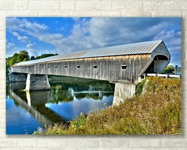 New England Landscape, Covered Bridge - Fine Art Photo on Metal, Canvas or Paper - £27.28 GBP+