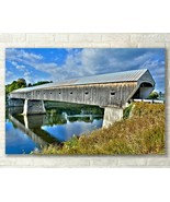 New England Landscape, Covered Bridge - Fine Art Photo on Metal, Canvas ... - £27.13 GBP+