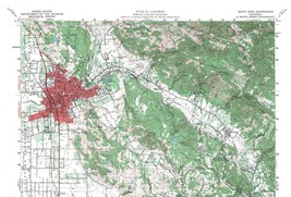 Santa Rosa Quadrangle, California 1954 Topo Map USGS 15 Minute Topographic - $21.99