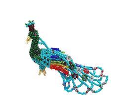 Beaded Peacock Hanging Bird Figurine Mystery Surprise Color Ornament Czech Glass - £15.47 GBP