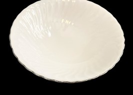 Syracuse China Wedding Ring Silhouette Serving Bowl 8.5" White Silver Trim USA image 2