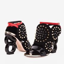 The Infanta Black Spike Leather Ankle Strap Women Sandal image 2