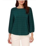 Adrianna Papell Womens Blouse Green Top Stretch 3/4 Sleeve Relaxed Fit M... - $681.34 MXN