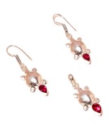 Pink Tourmaline Pear Gemstone 925Silver Overlay Handmade Earring Pendant... - $23.23 CAD
