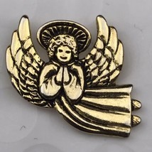 Angel Pin Vintage Gold Tone Christian Prayer Catholic - £9.89 GBP