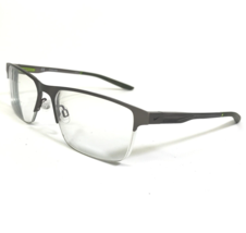 Nike Eyeglasses Frames 8045 076 Matte Gray Rectangular Half Rim 57-17-140 - £48.13 GBP