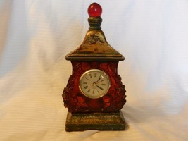 Antique Finish Shelf Clock, Quartz Movement Brown, Green, Gold 10.25&quot; Tall - $50.00