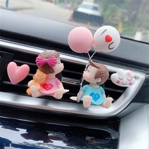 Lovely Couple Girl Boy Car Air Vent Freshener Essential Oil Perfume Clip Scented - £28.54 GBP